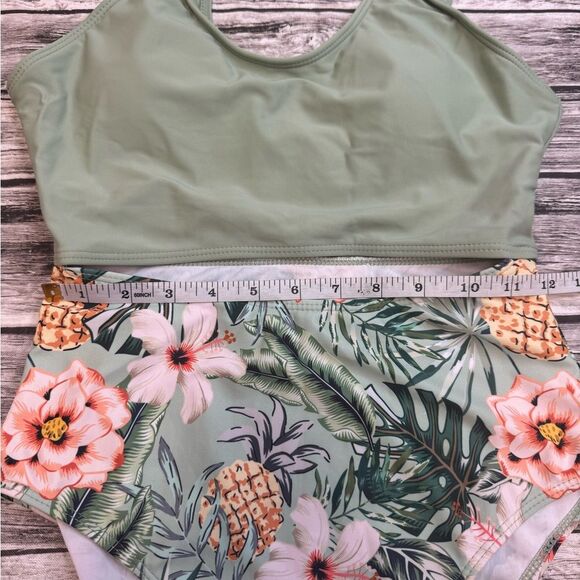 Unbranded Women's One Piece Bathing Swim Suit S SM Small Cutout Tropical Green - Picture 11 of 13